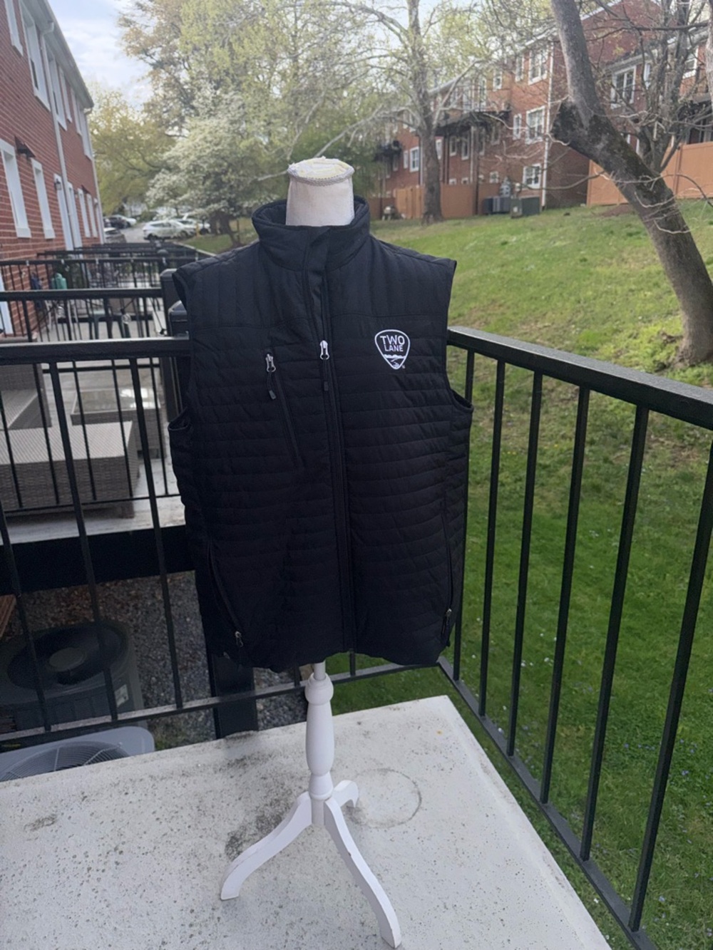 Men's Black Quilted Zip-Front Vest with Logo - Picture 7 of 9